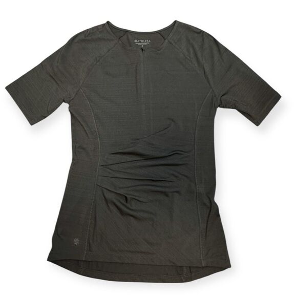ATHLETA Women’s Black Pacifica Wrap Short Sleeve Top Size Small Style #292945 - Picture 2 of 7